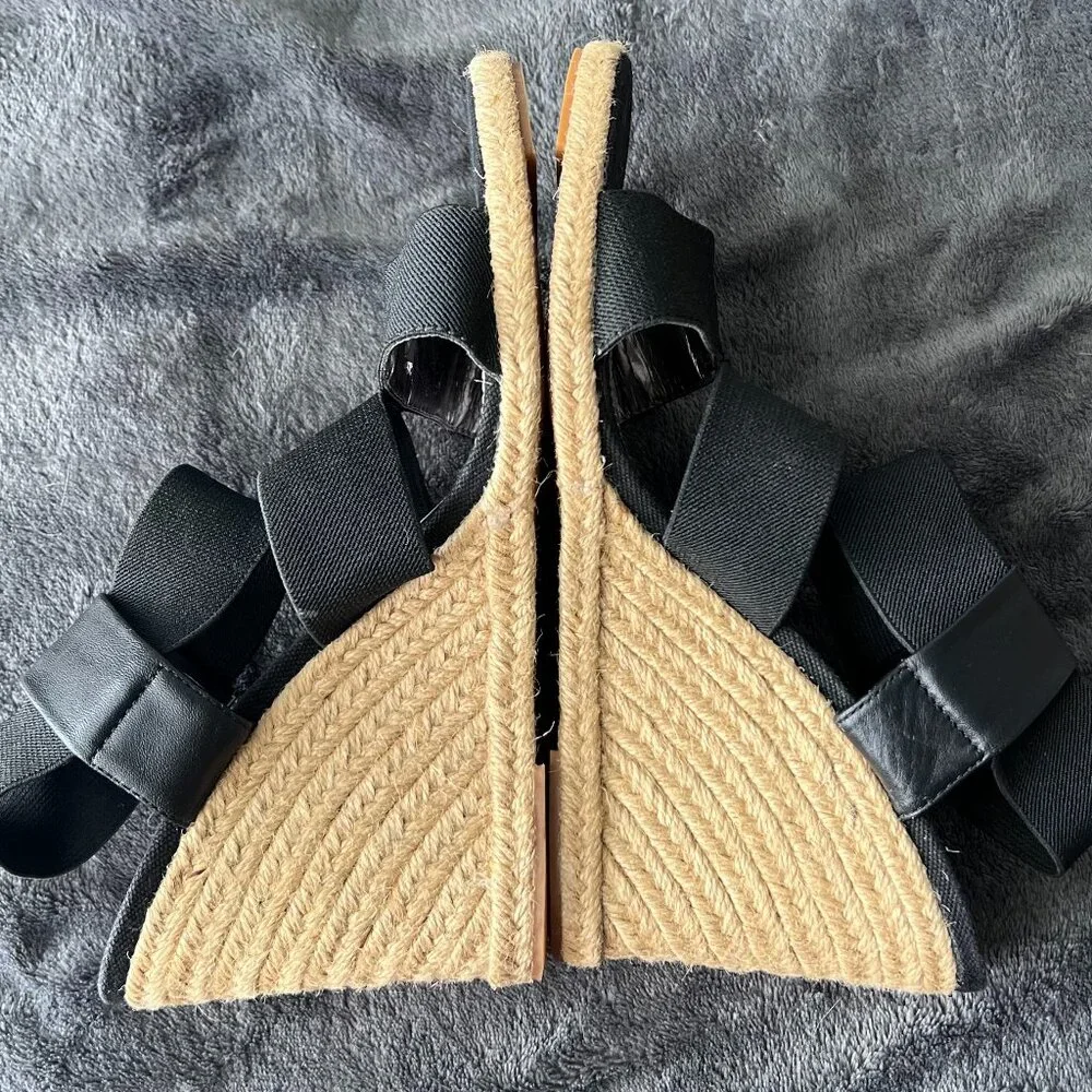 Tahari Wiley‎ Wedge Espadrille Sandal in Back Ladies Size 9.5